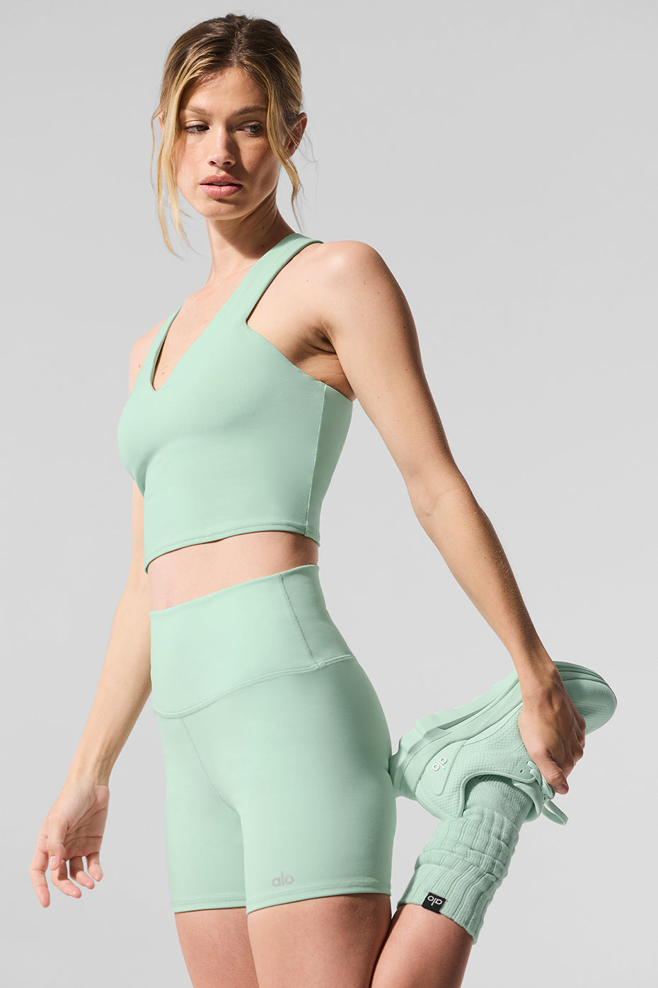 short biker High-Waist Airbrush Mint Green