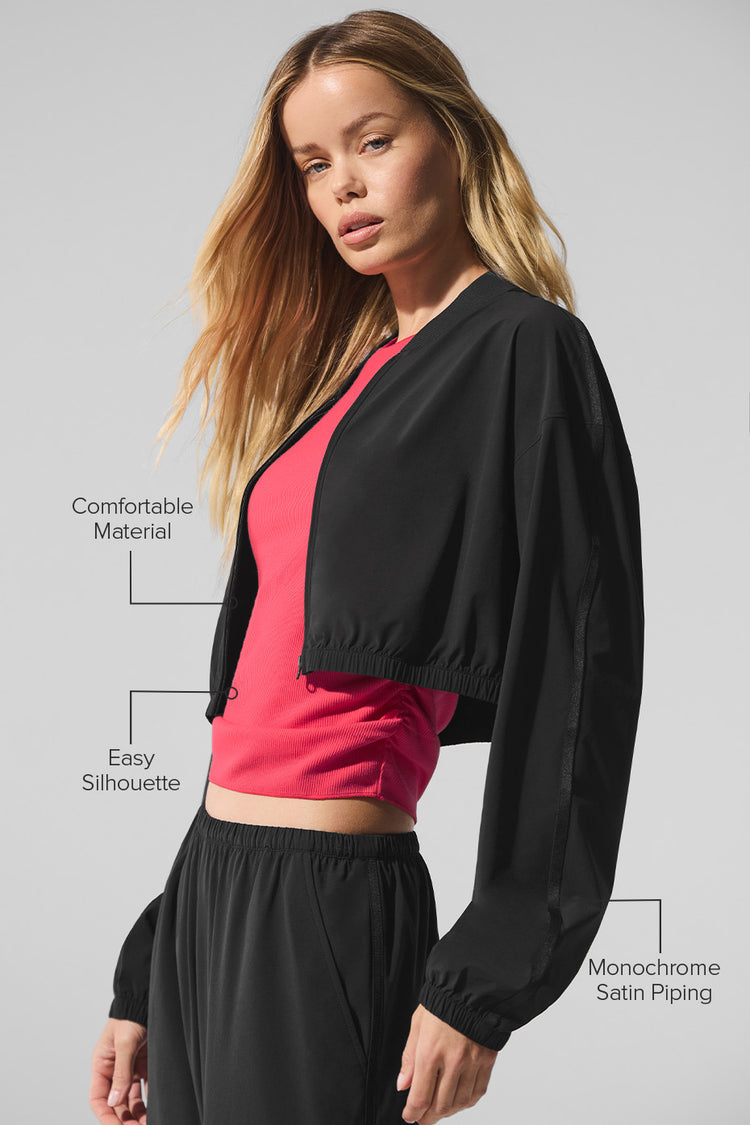 Cropped Breezy Full-Zip Cover Up "new"