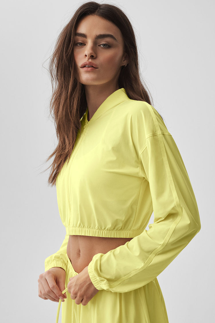 Cropped Breezy Full-Zip Cover Up "new"